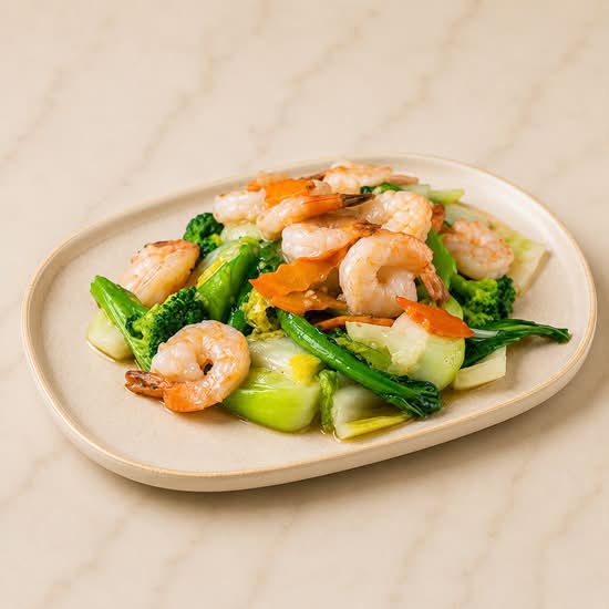 Shrimps with Vegetables (Crevettes aux légumes mixtes)什菜虾